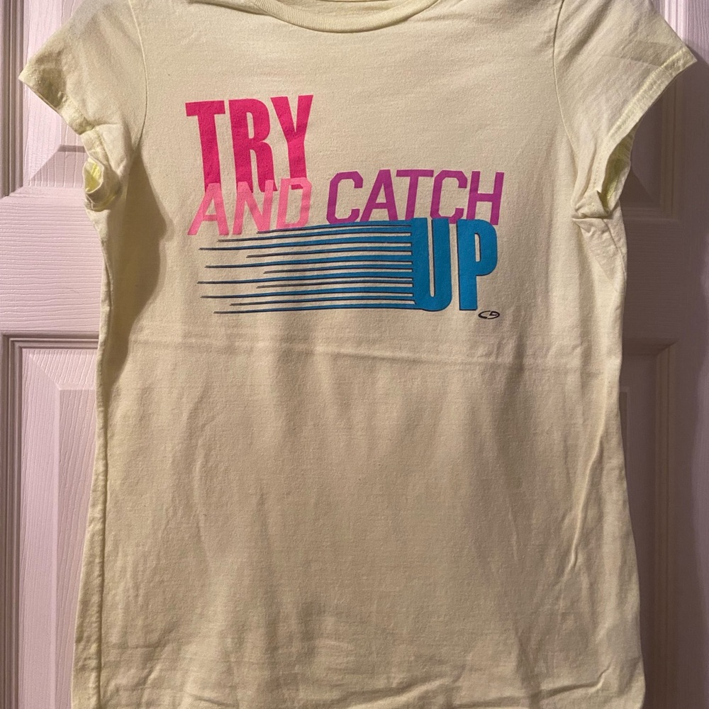 Champion Kids Tee - Yellow with Pink and Blue Graphic